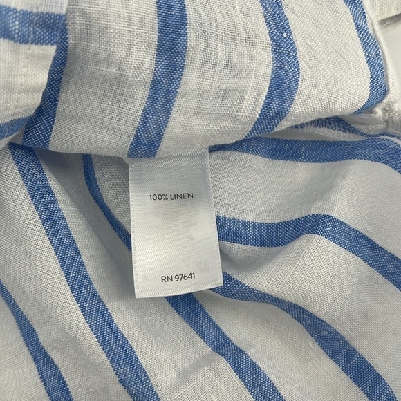 NWT J. Jill Love Linen Blue/White Stripe 100% Linen Button Down Shirt Size XS - Picture 9 of 10